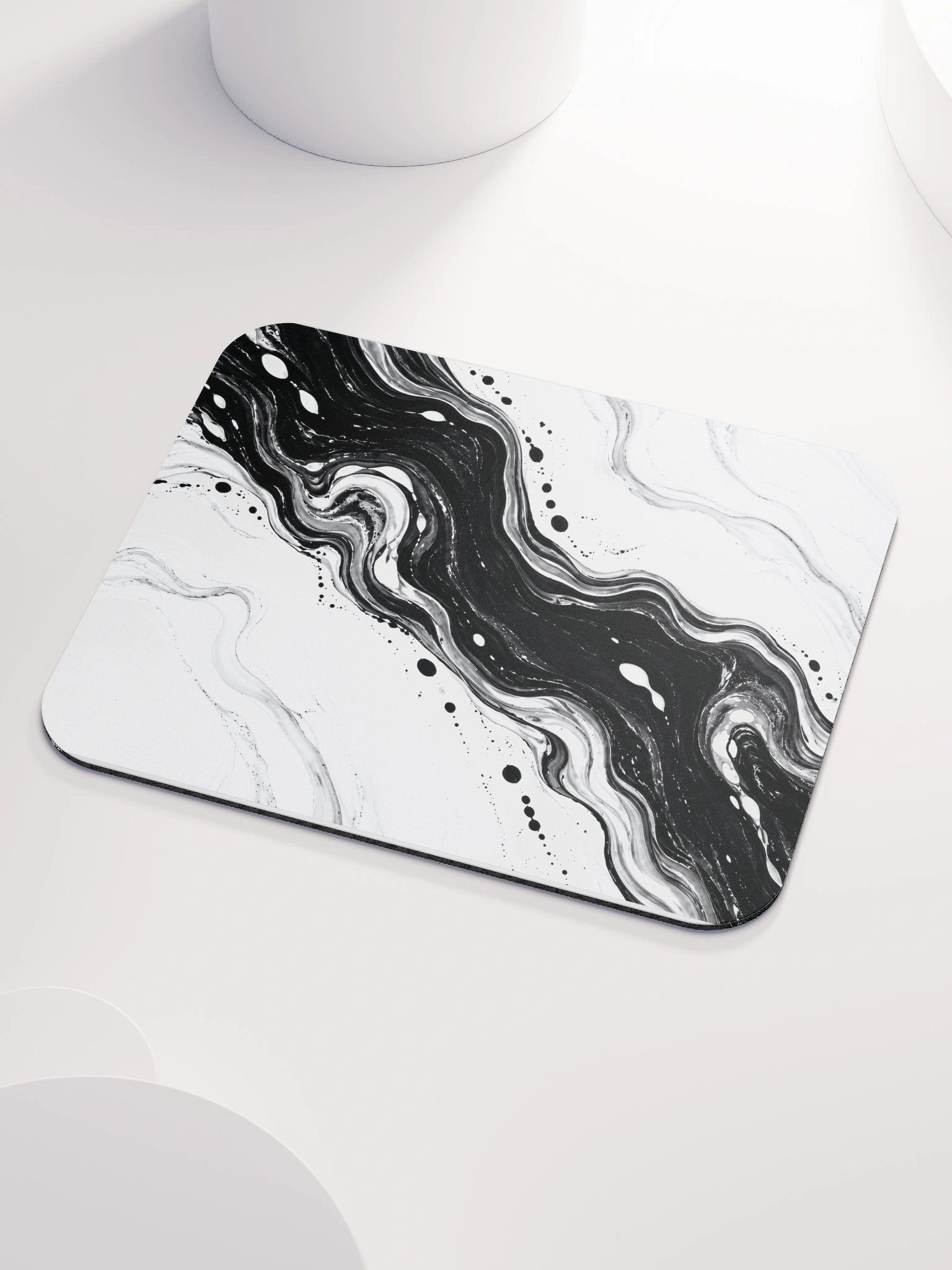 Monochrome Current — Black & White Marble Mouse Pad product image (3)