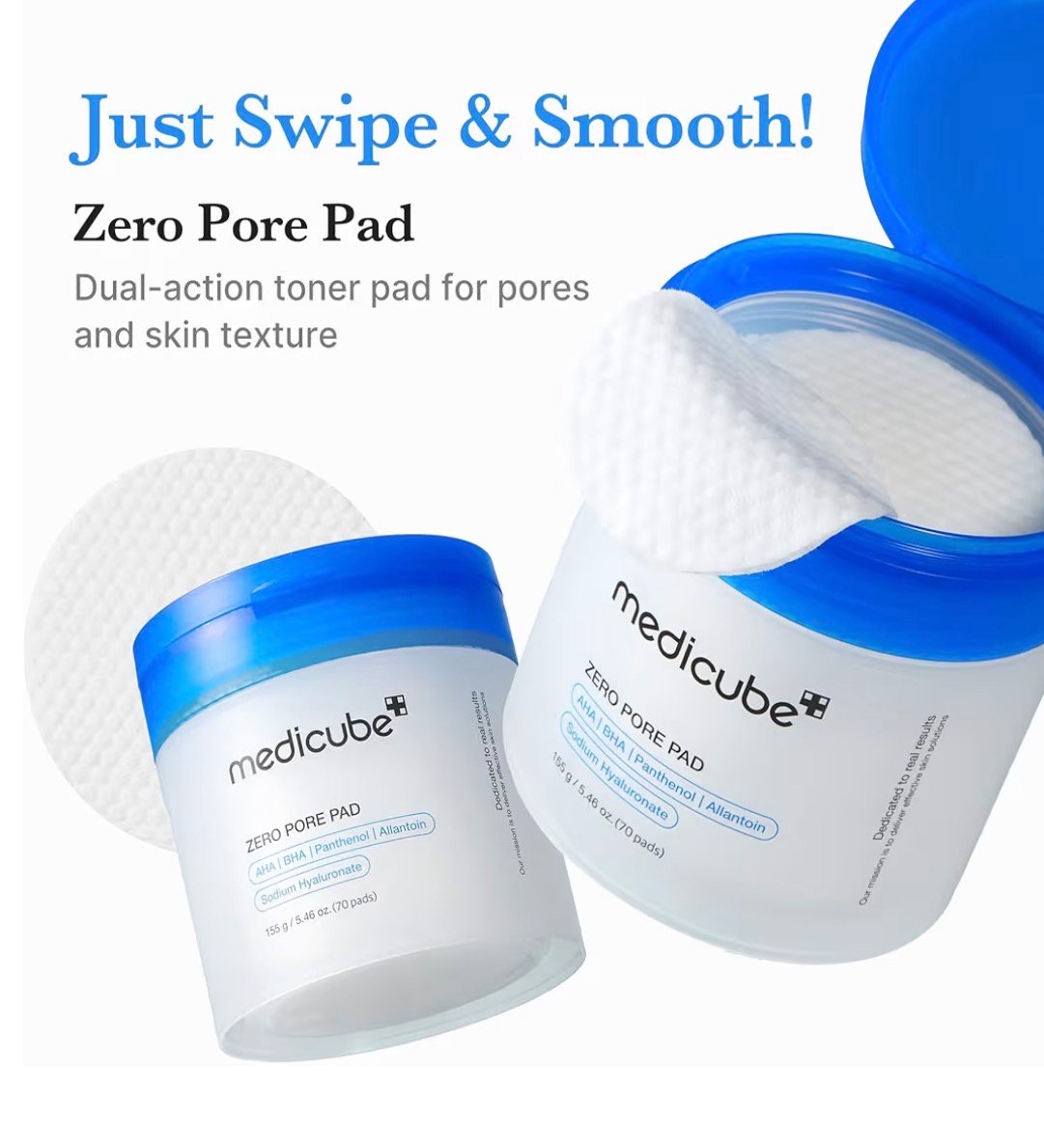 Medicube Zero Pore Pad 2.0: dual-texture toner pads for exfoliation and pore care with AHA & BHA. Includes 70 pads product image (3)
