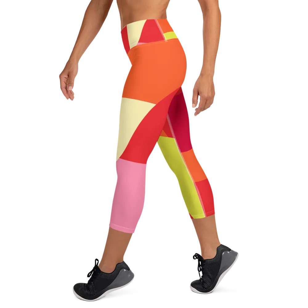 Colorful Large Abstract All-Over Geometric Print Capri Leggings product image (6)