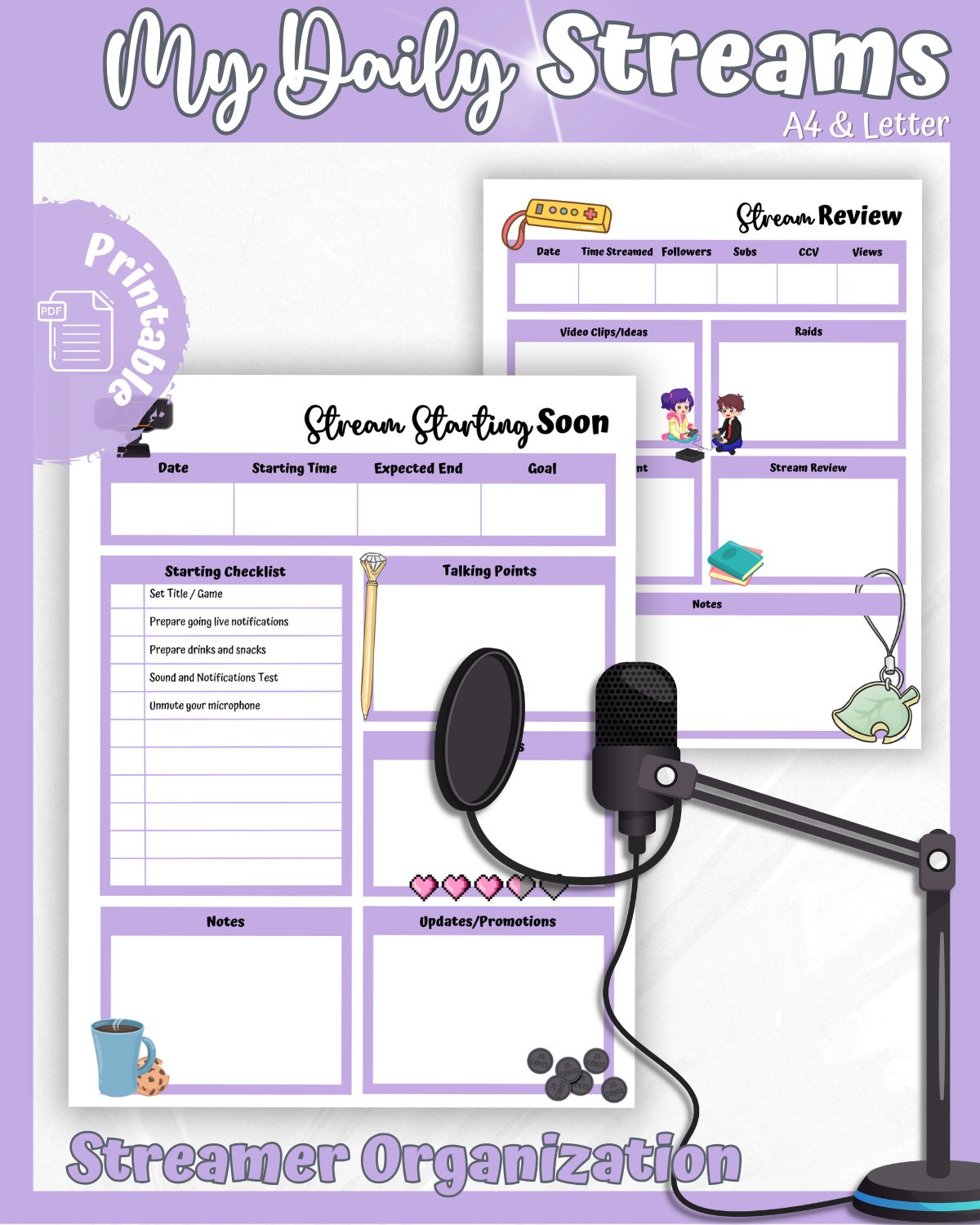 My Daily Stream Planner - Purple Edition | Digital Streaming Planner for Creators product image (1)