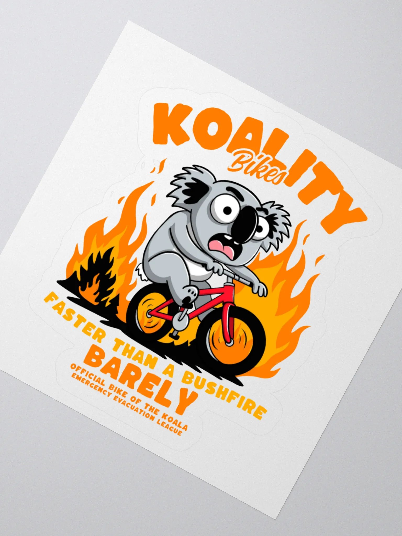 Funny Koala Bike Sticker – “Faster Than a Bushfire (Barely)” – Aussie Animal Cycling Pun Decal product image (6)