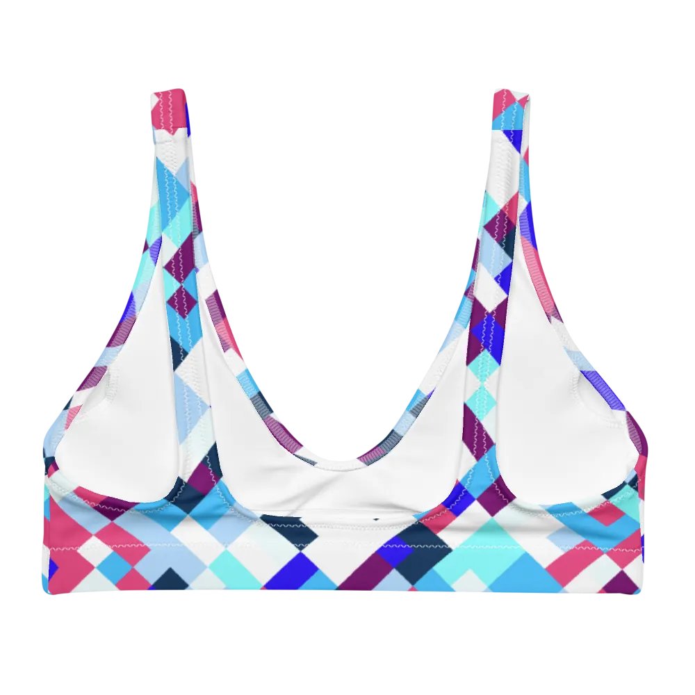 Colorful Mosaic Pattern Design Padded Bikini Top - v1 product image (1)