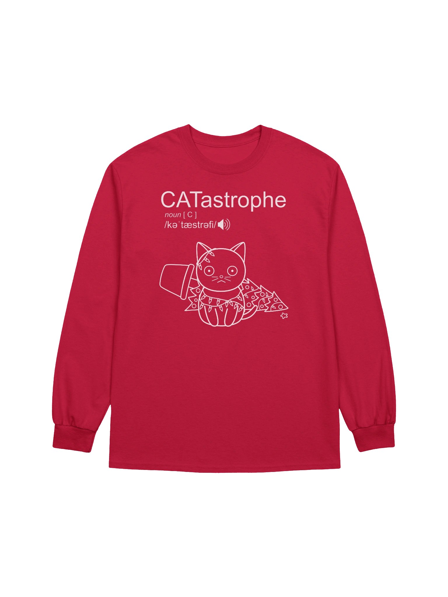 CATastrophe (Cat with Christmas Tree) - Unisex Adult Long Sleeve T-shirt product image (1)