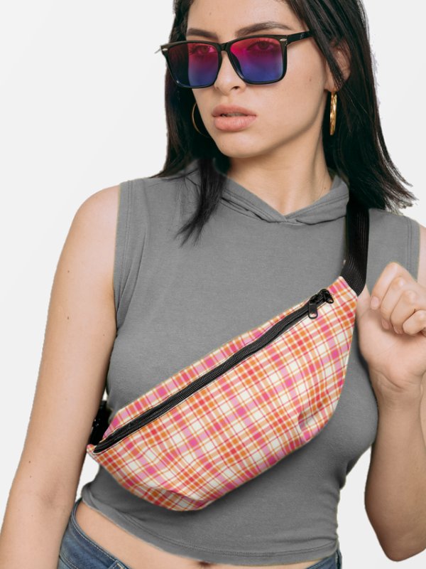 Orange and Hot Pink Plaid Fanny Pack product image (1)