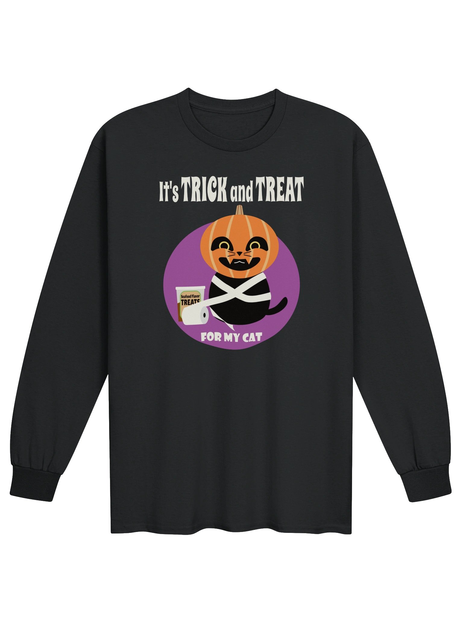 Halloween Cat (Trick and Treat) - Unisex Adult Heavyweight Long Sleeve T-shirt product image (1)