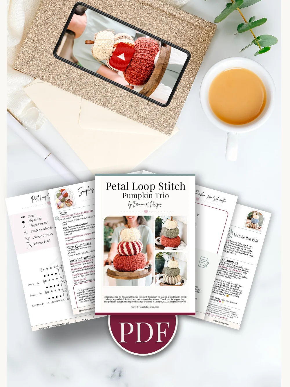 Petal Loop Stitch Crochet Pumpkin Trio Pattern product image (2)