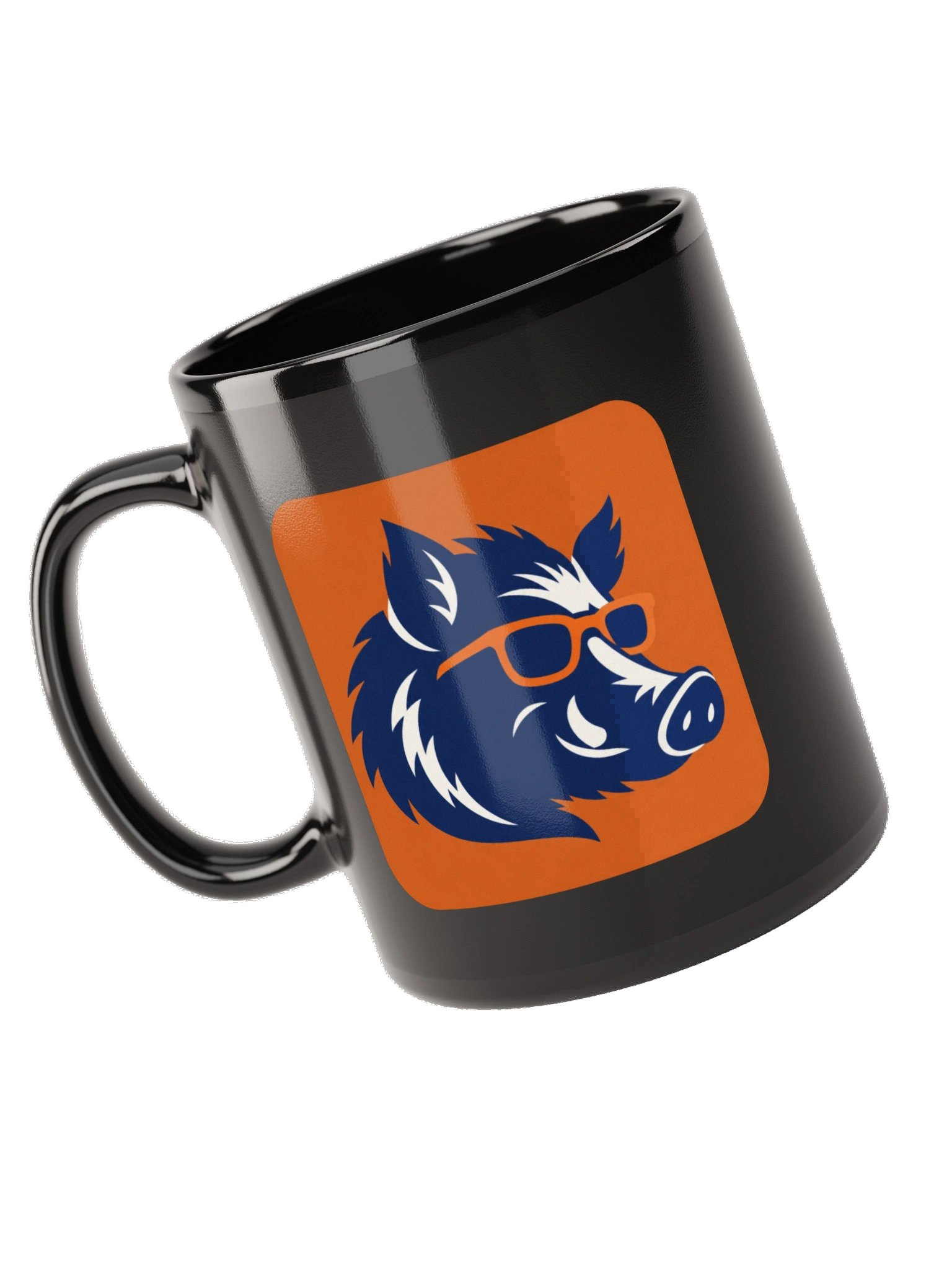 Curious Hog Orange Badge Black Mug product image (5)