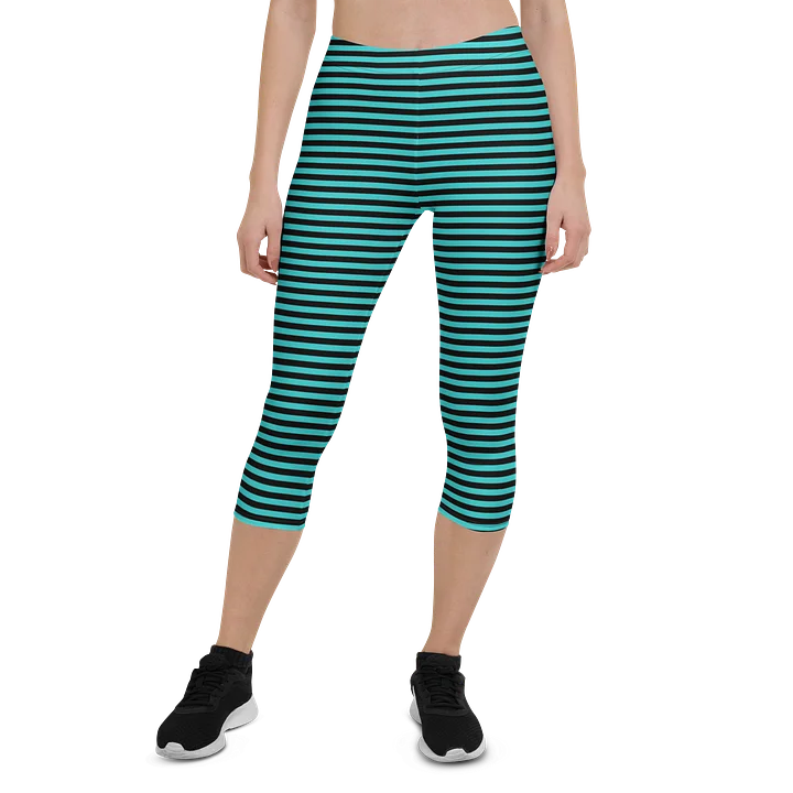 Blaque and Turquoise Stripped Capri product image (1)