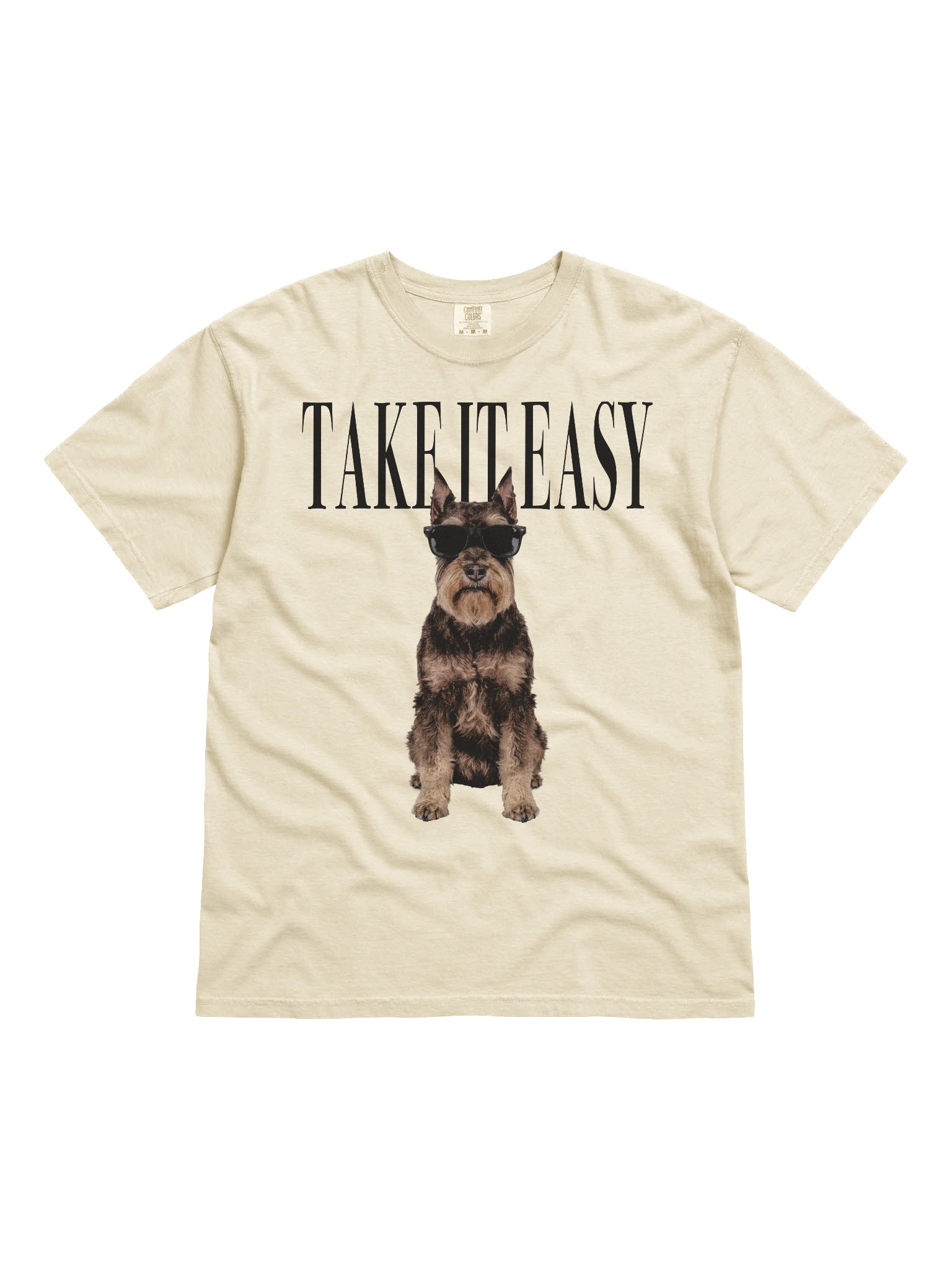 Take It Easy '90s Pop Vintage-Style T-Shirt for Miniature Schnauzer(Liver & Tan, Cropped Ears) Owner product image (4)