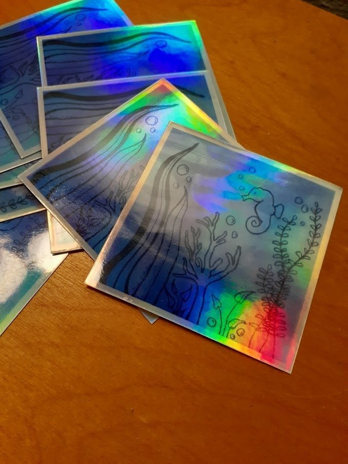 Rainbow holographic seahorse and surroundings product image (2)