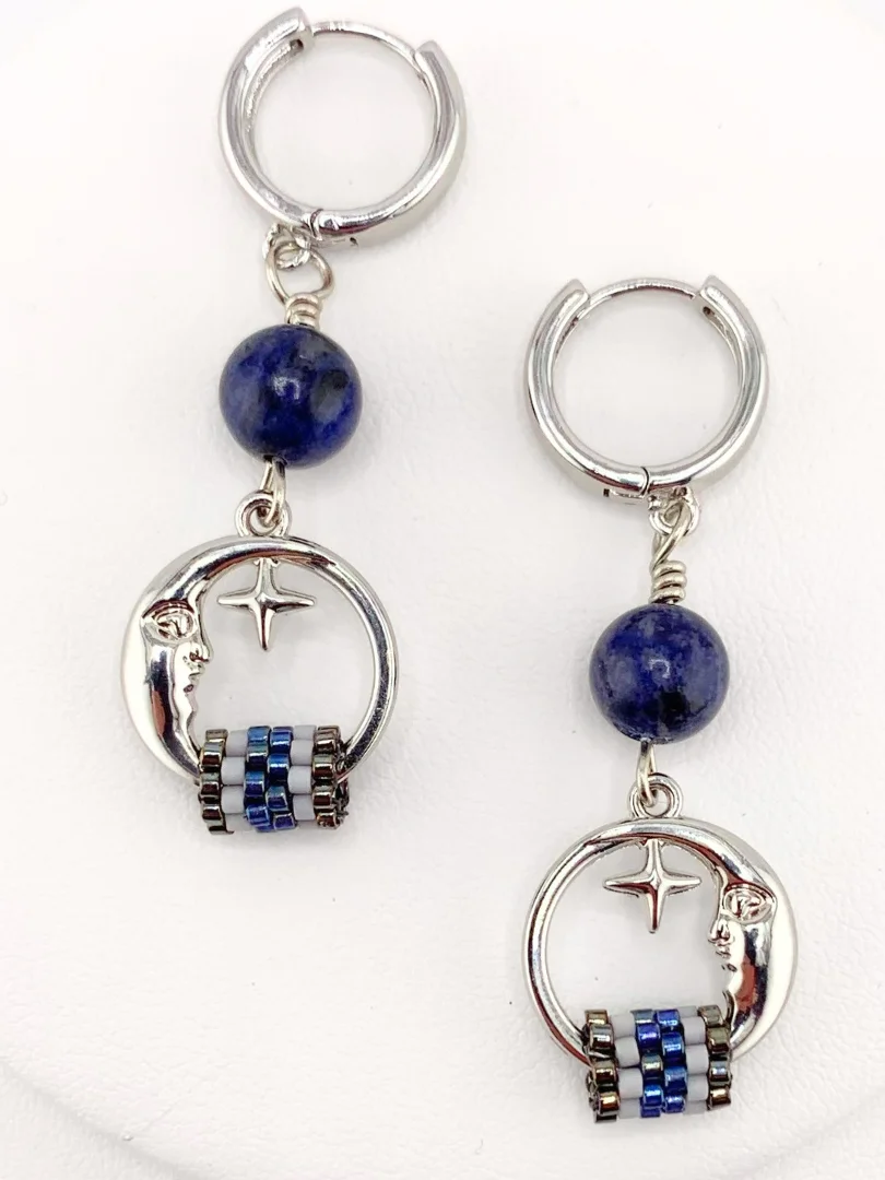 Sodalite and Larvikite Beaded Pendant Necklace Set product image (3)