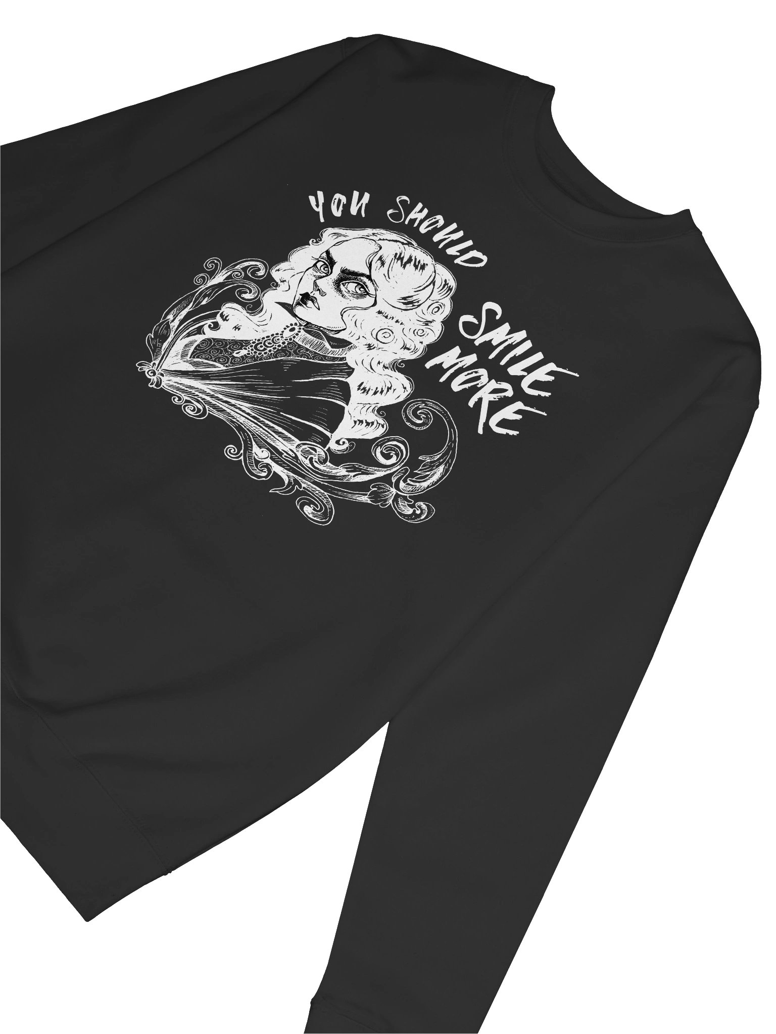 "SMILE MORE" Black Sweatshirt (Design #1) product image (2)