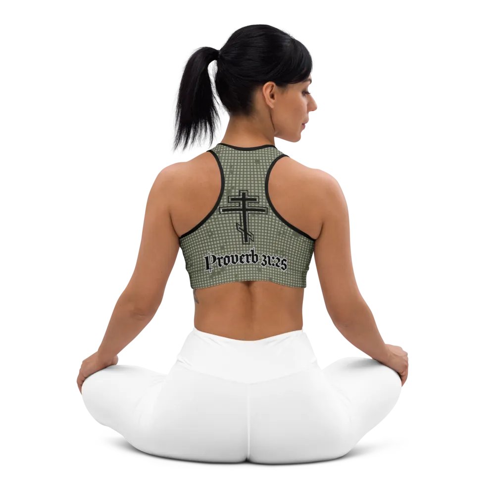 Faithful Camo: Proverb 3:25 Padded Sports Bra - Desert Night Camo product image (10)