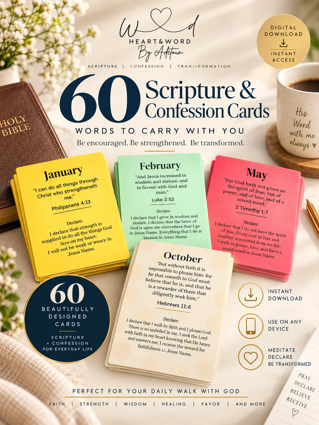 60 Scripture and Confession Cards: Words to Carry With You product image (1)
