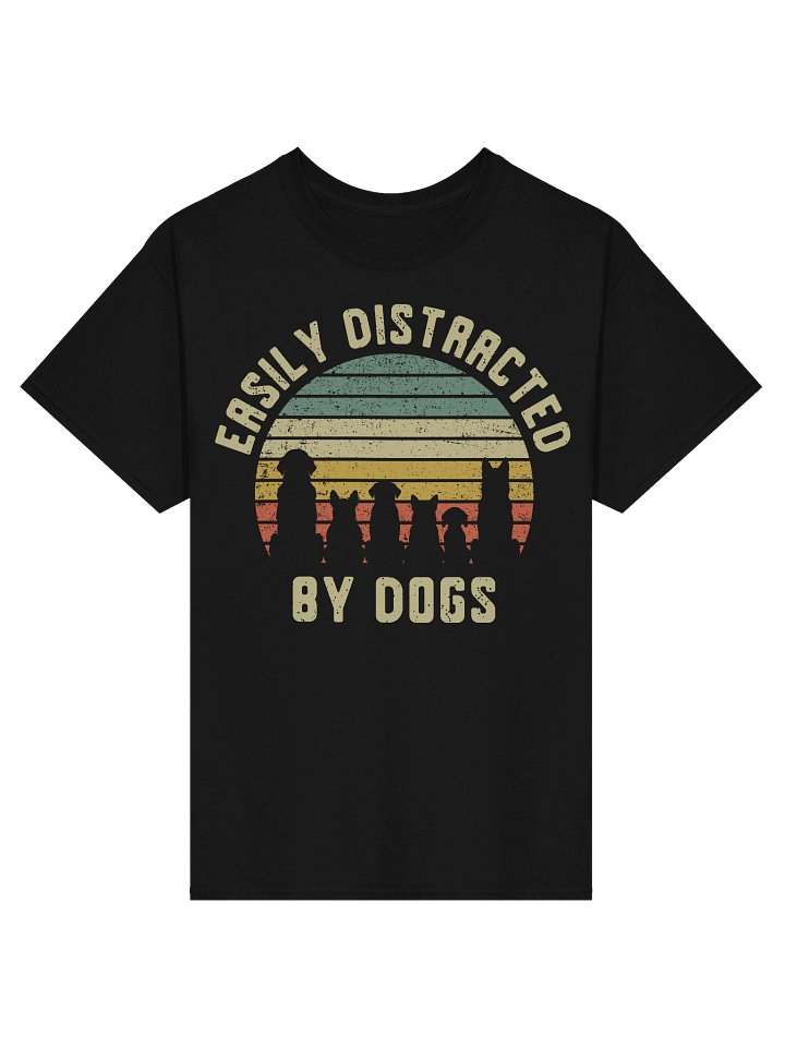 Easily Distracted By Dogs Sunset Retro T-Shirt product image (1)