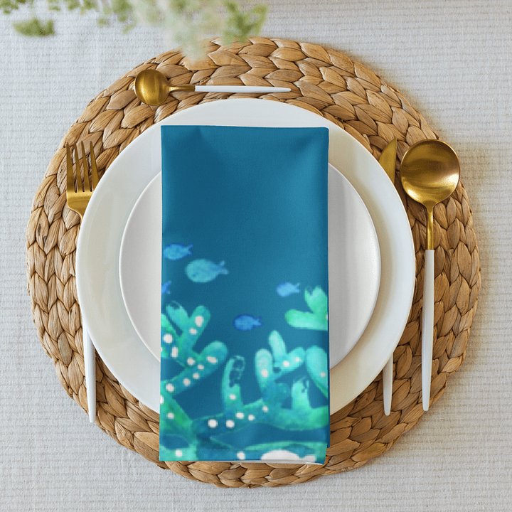 Ocean Reef Cloth Napkin Set – 4-Pack (2 Navy + 2 Aqua) product image (2)