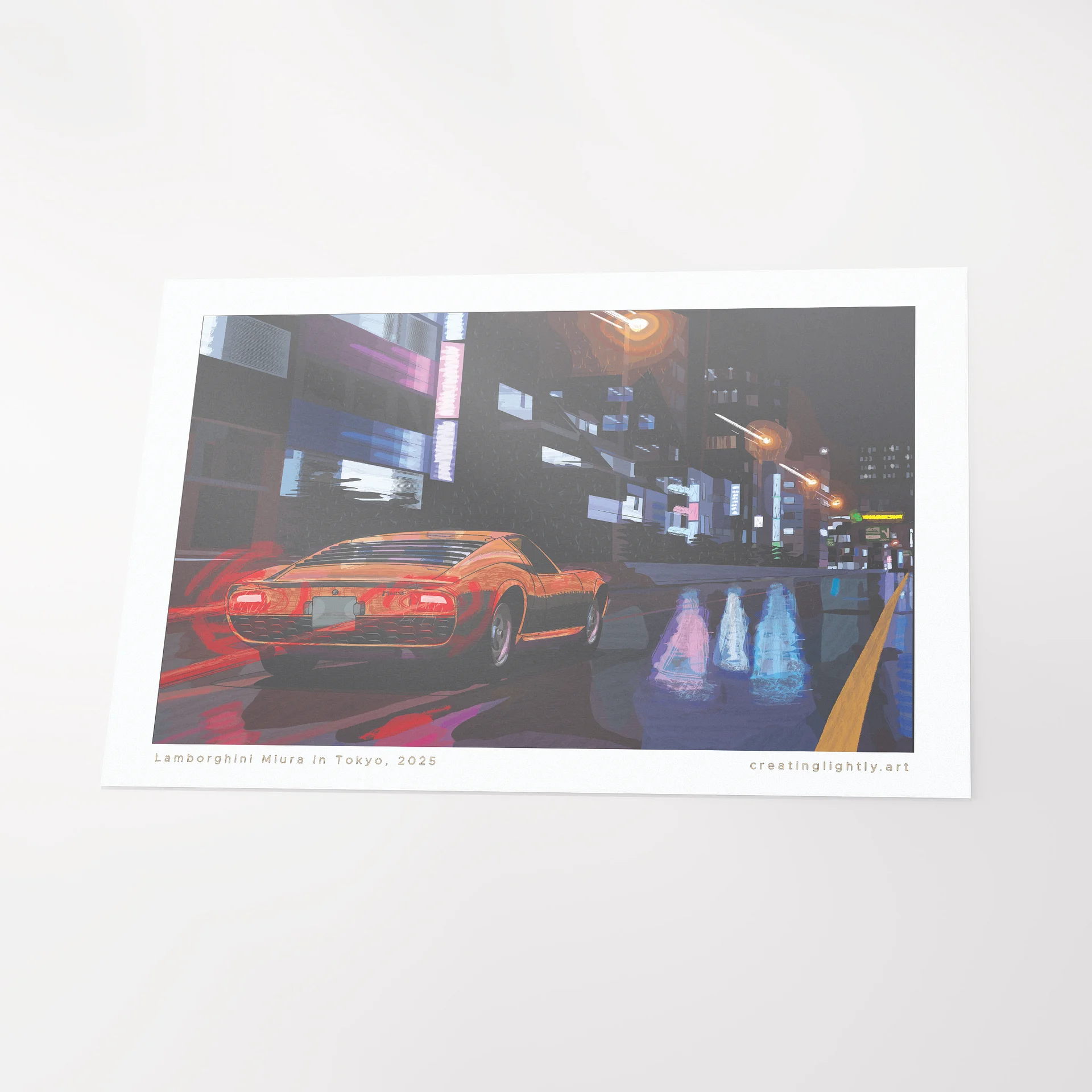 "Lamborghini Miura in Tokyo" Original Artwork Print product image (3)