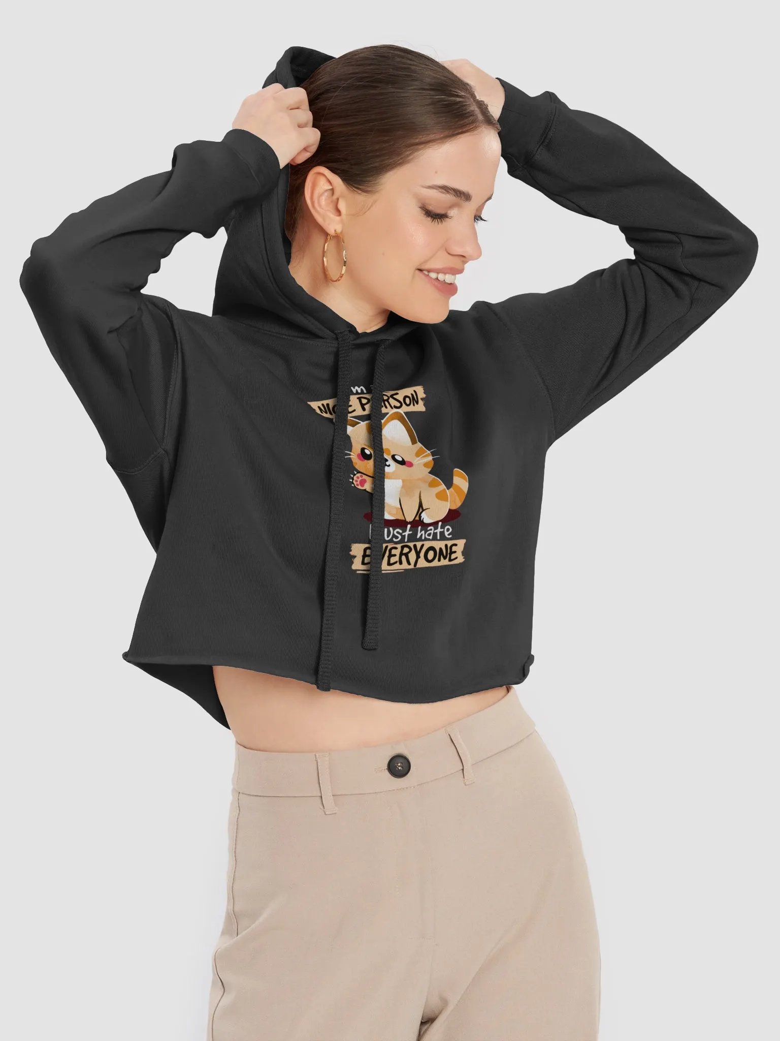 Sarcastic Cat Crop Hoodie product image (19)