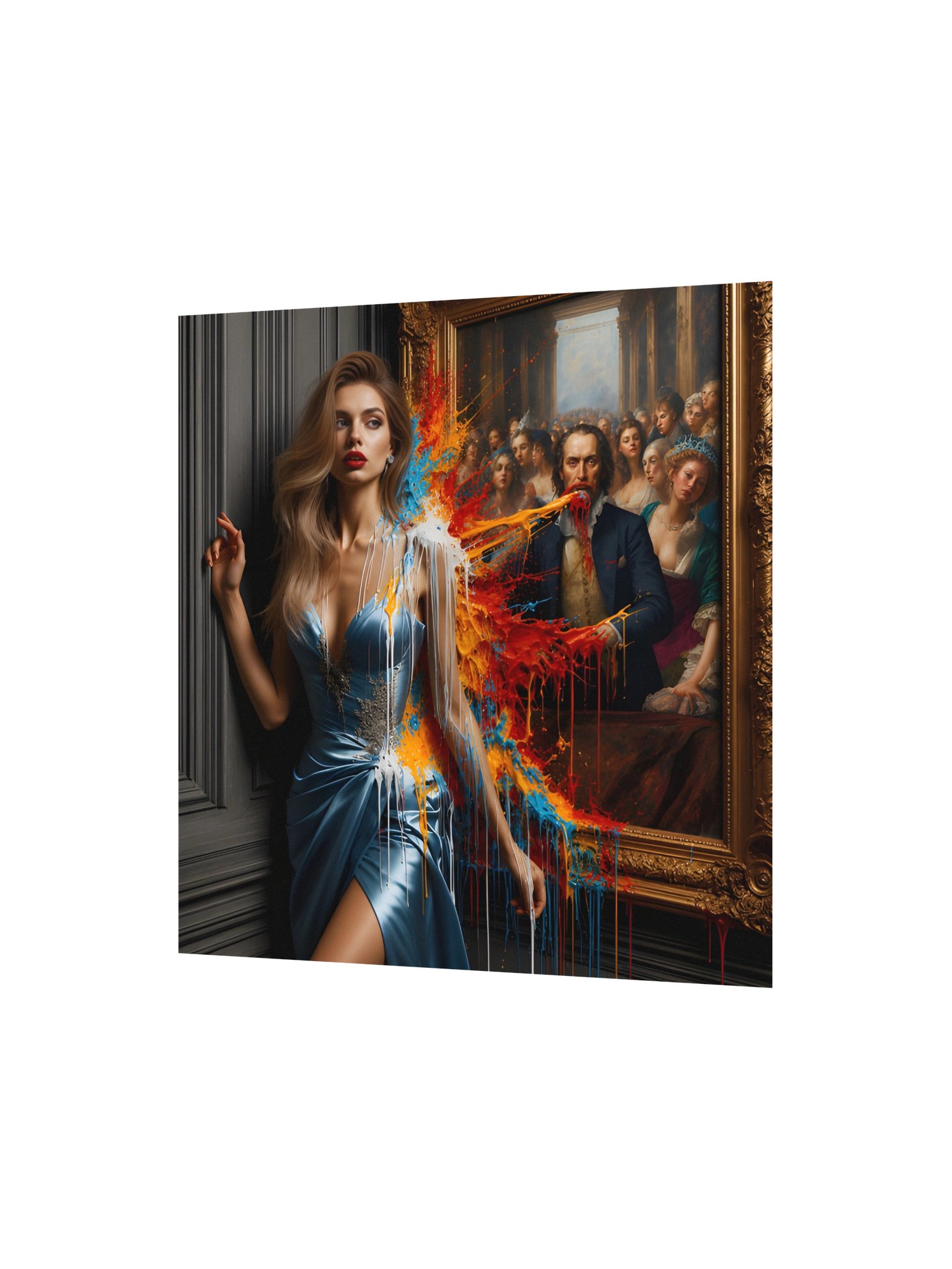 Chaos in the Gallery: Classical Painting Paint Splash Art Print product image (3)