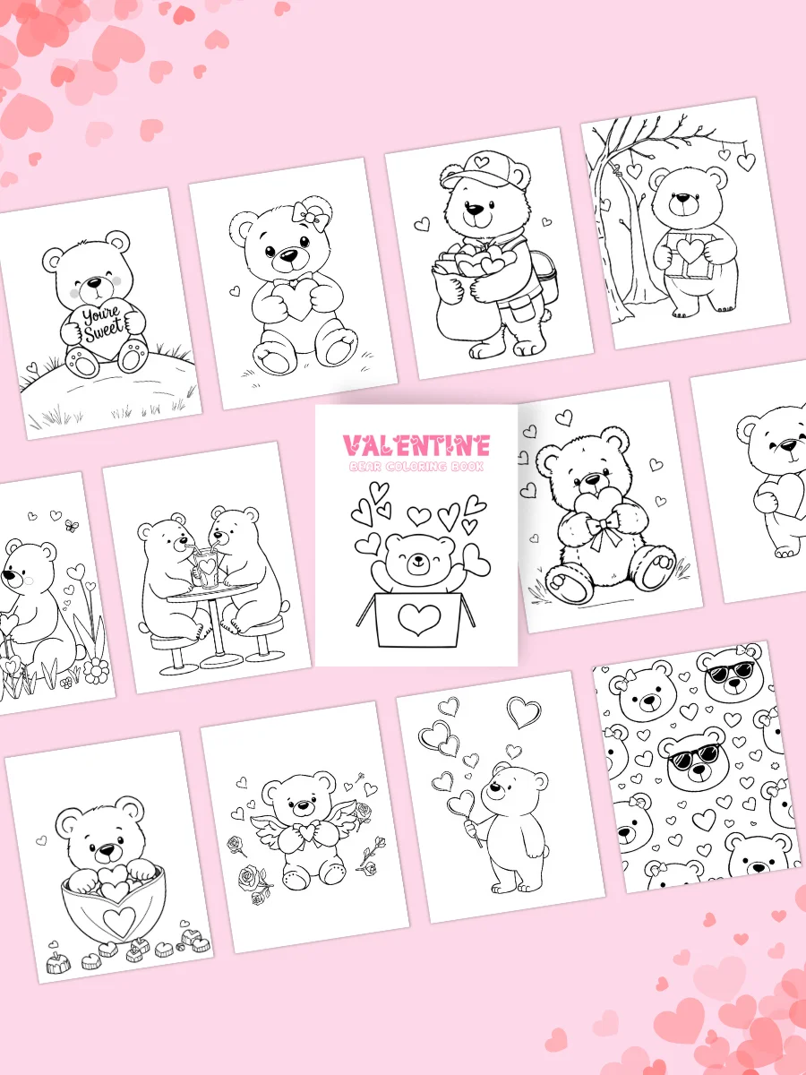 VALENTINE BEAR COLORING PAGES product image (3)