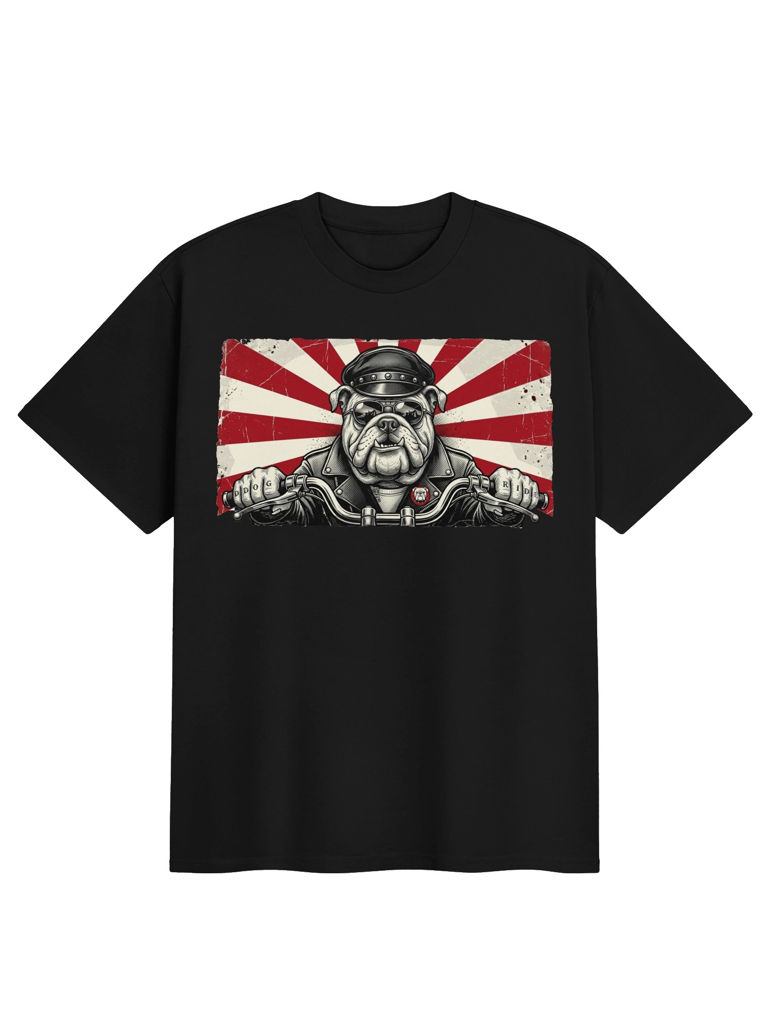Retro Bulldog Bike Rider Heavy T-Shirt | Dog Lover Graphic Tee product image (2)