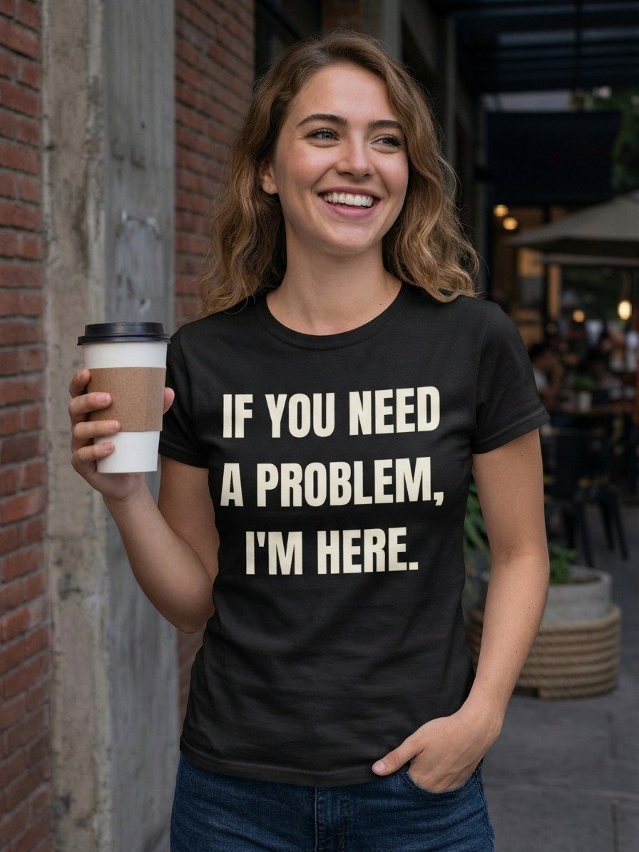 If You Need a Problem, I’m Here — Funny Unisex Graphic Black T-Shirt product image (2)