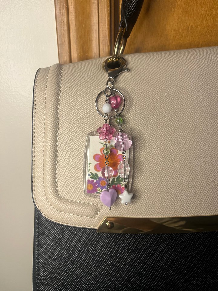 Pink Flowers Deluxe Bag Charm product image (2)