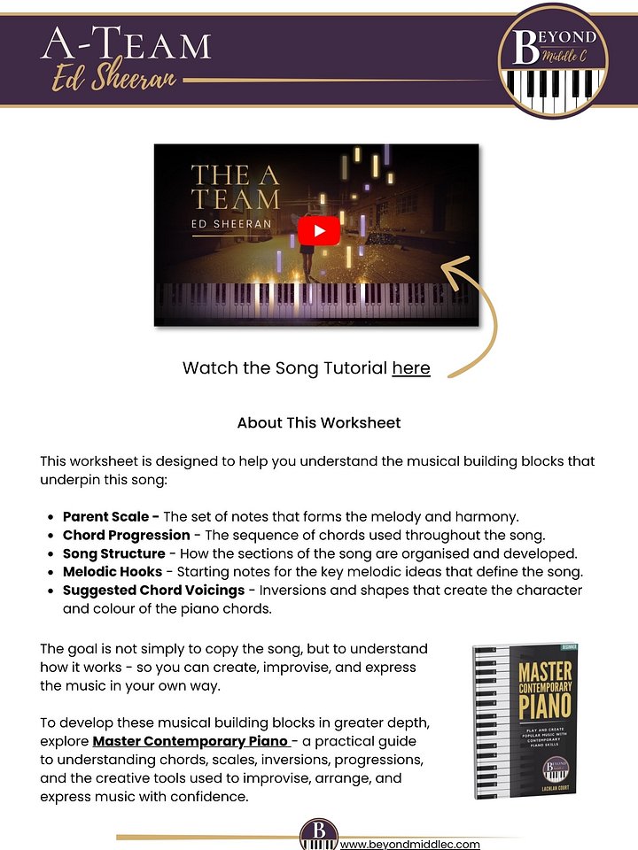 A Team (Ed Sheeran) - BMC Song Tutorial Worksheet product image (1)