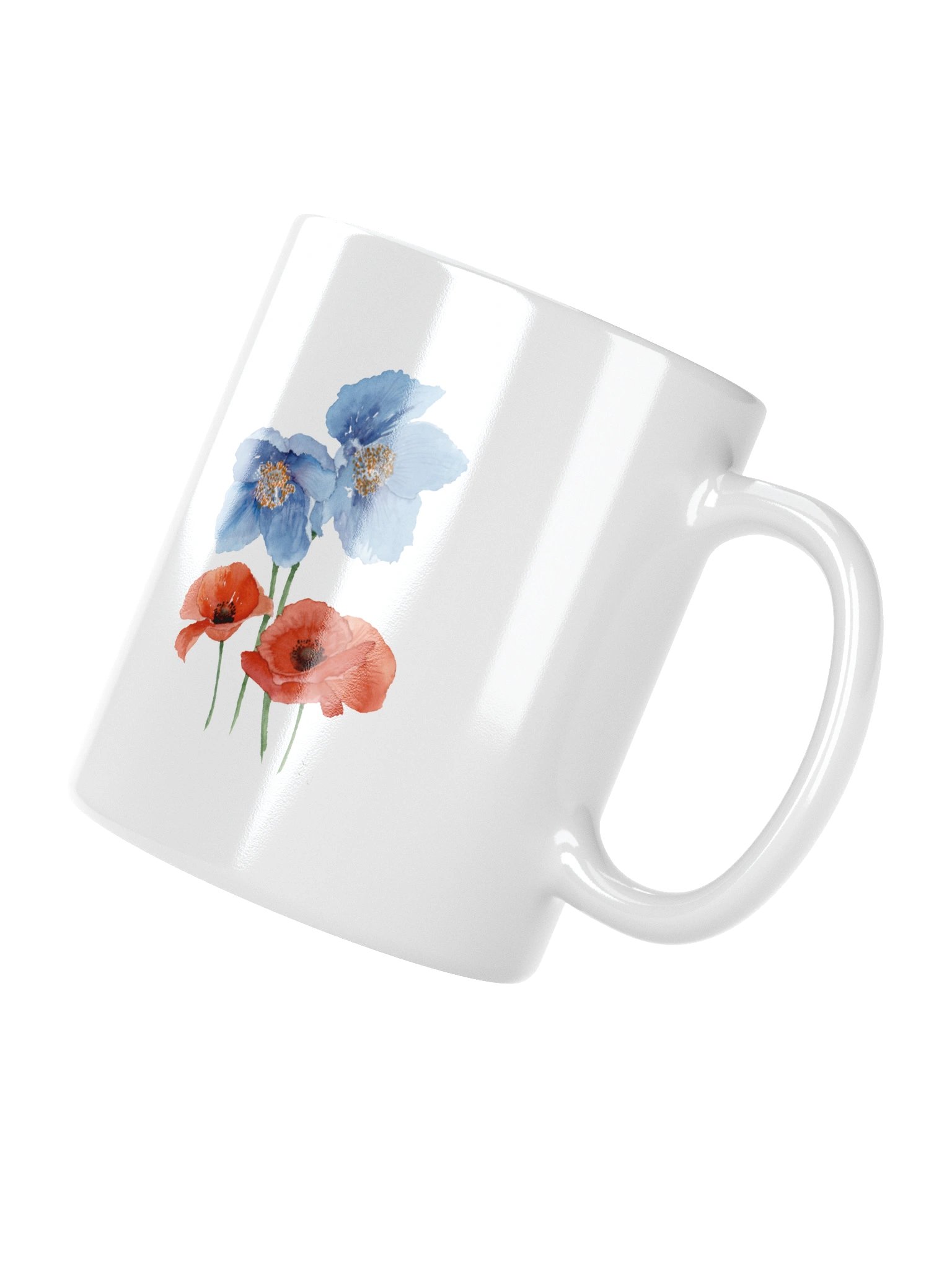 Blue and Red Po ppy DuoWhite Glossy Mug product image (3)