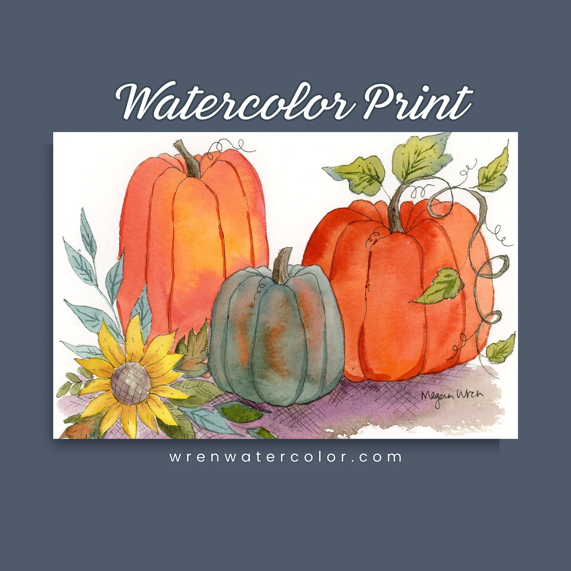 Autumn Pumpkin Patch Watercolor Print - Little Pumpkin Patch product image (1)