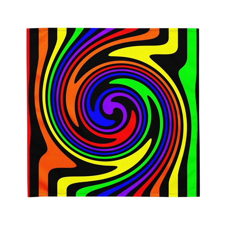 Queer Rainbow Psychedelic Spirals Bandana, Colorful Gay Pride Accessory product image (3)