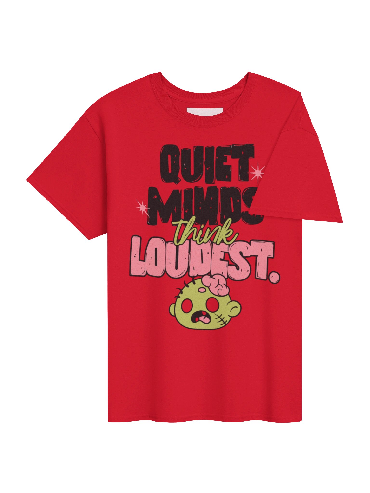 "Quiet Minds Think Loudest" T-Shirt – Red Oversized Graphic Tee product image (4)