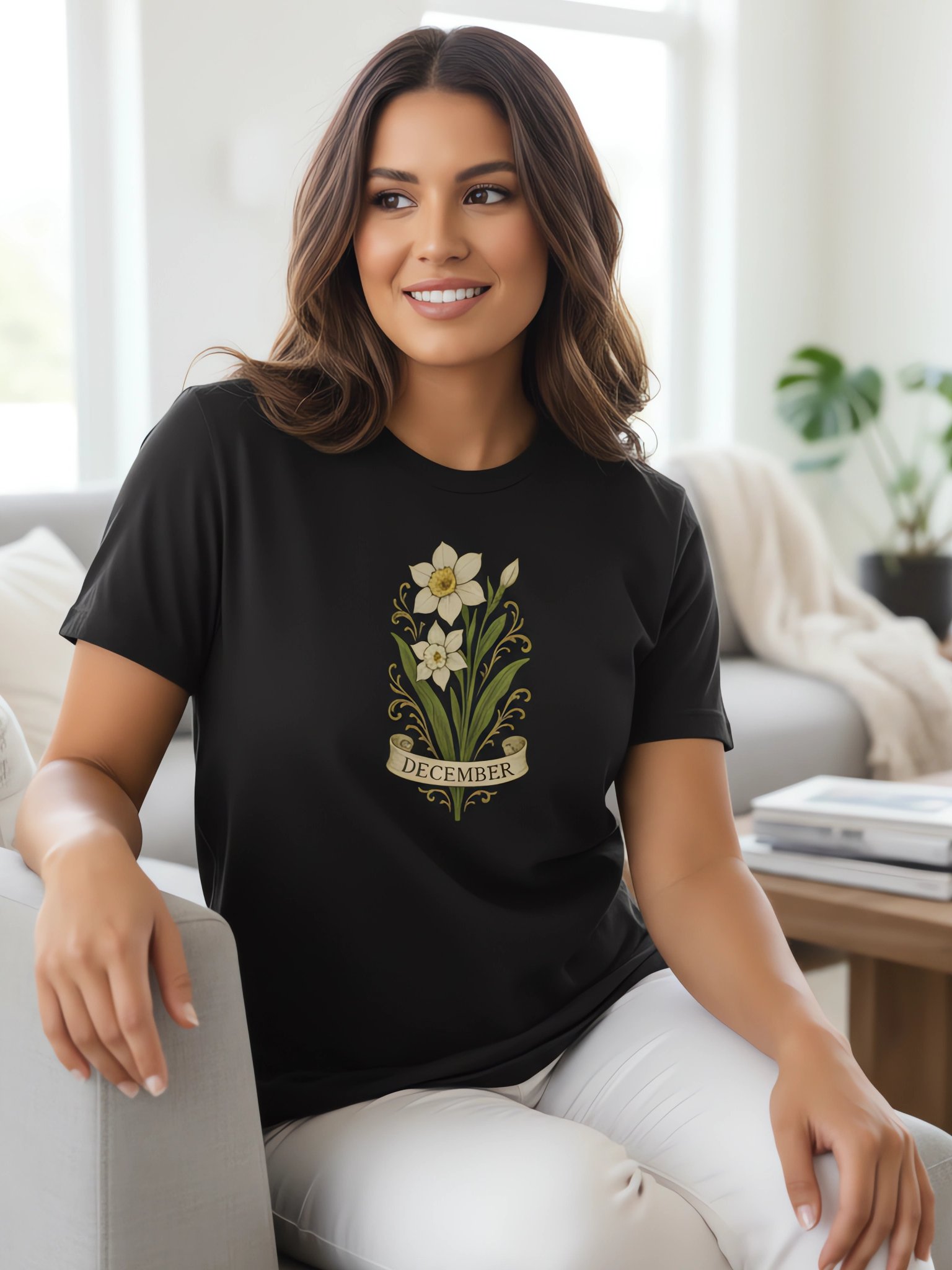 December Birth Flower Shirt – Narcissus T-Shirt for Women | Vintage Botanical Floral Tee | December Birthday Gift product image (1)