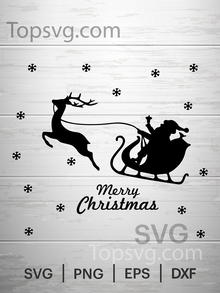 Christmas SVG, Santa Sleigh SVG, Santa Claus Vector Clipart, Reindeer, Png, Digital Silhouette, Merry Christmas, Shirt, Cricut Cutting File product image (1)