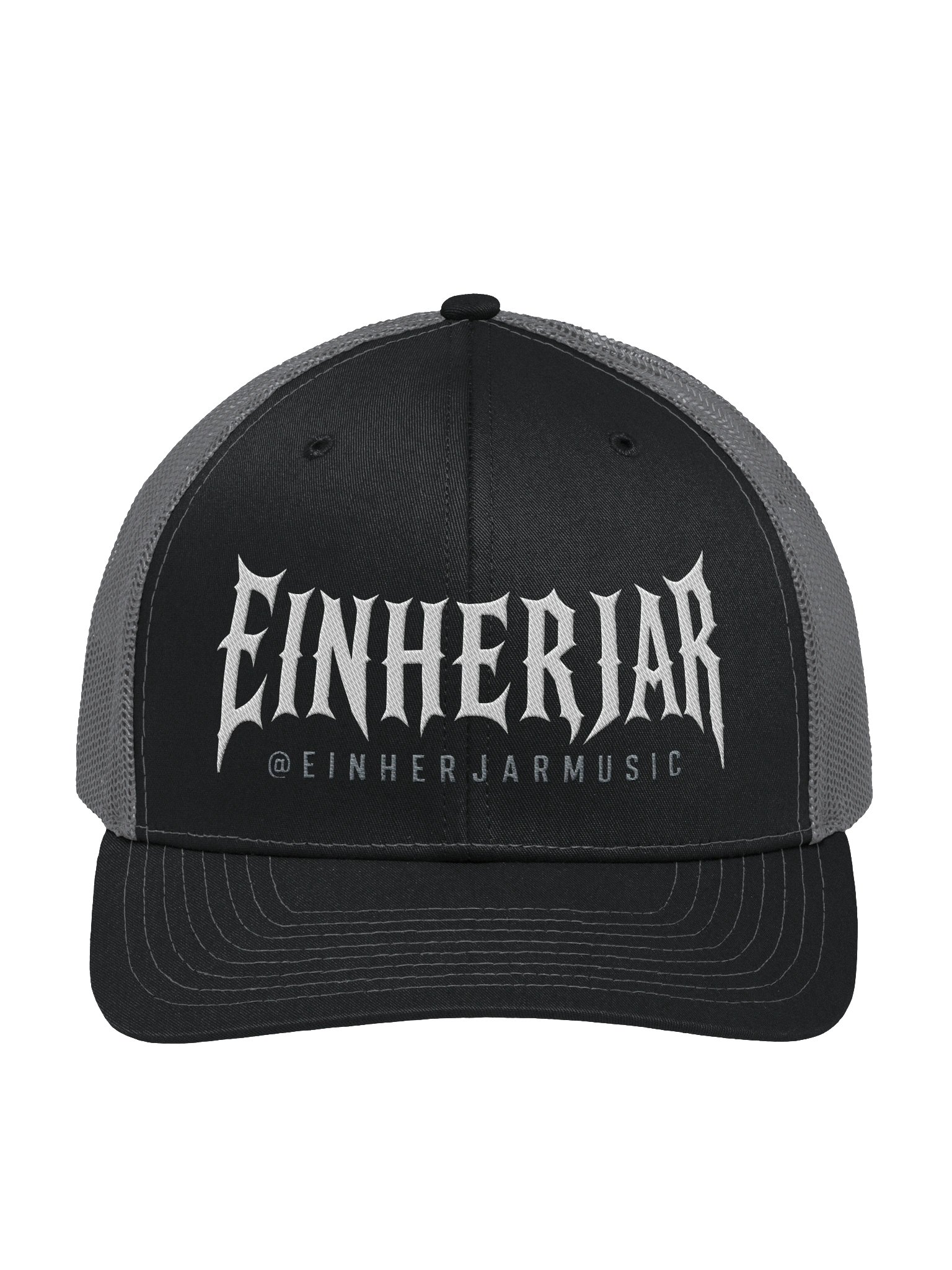 Black and gray embroidered Einherjar trucker hat