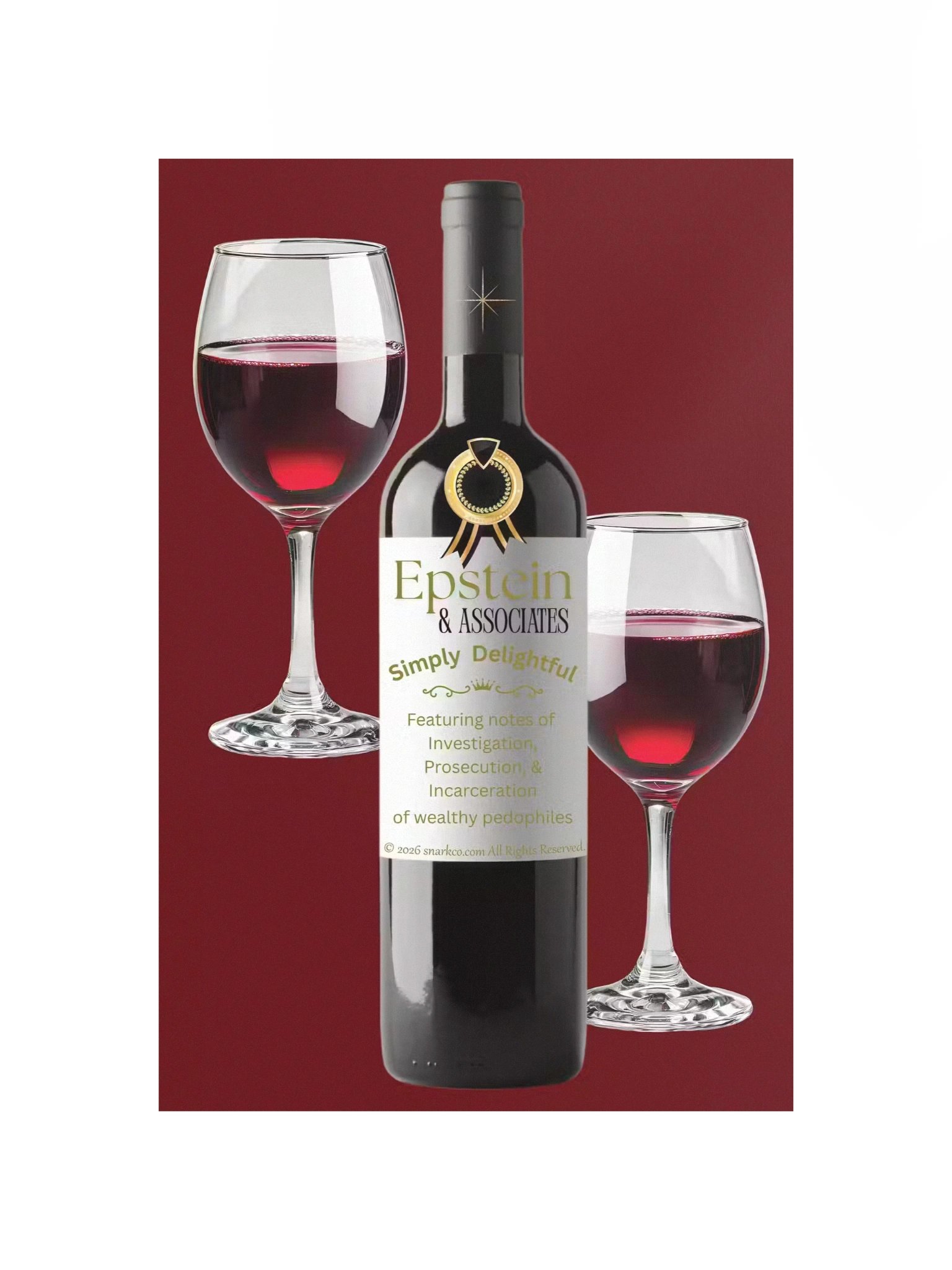 Red background "Epstein & Associates Simply Delightful" wine poster. product image (4)