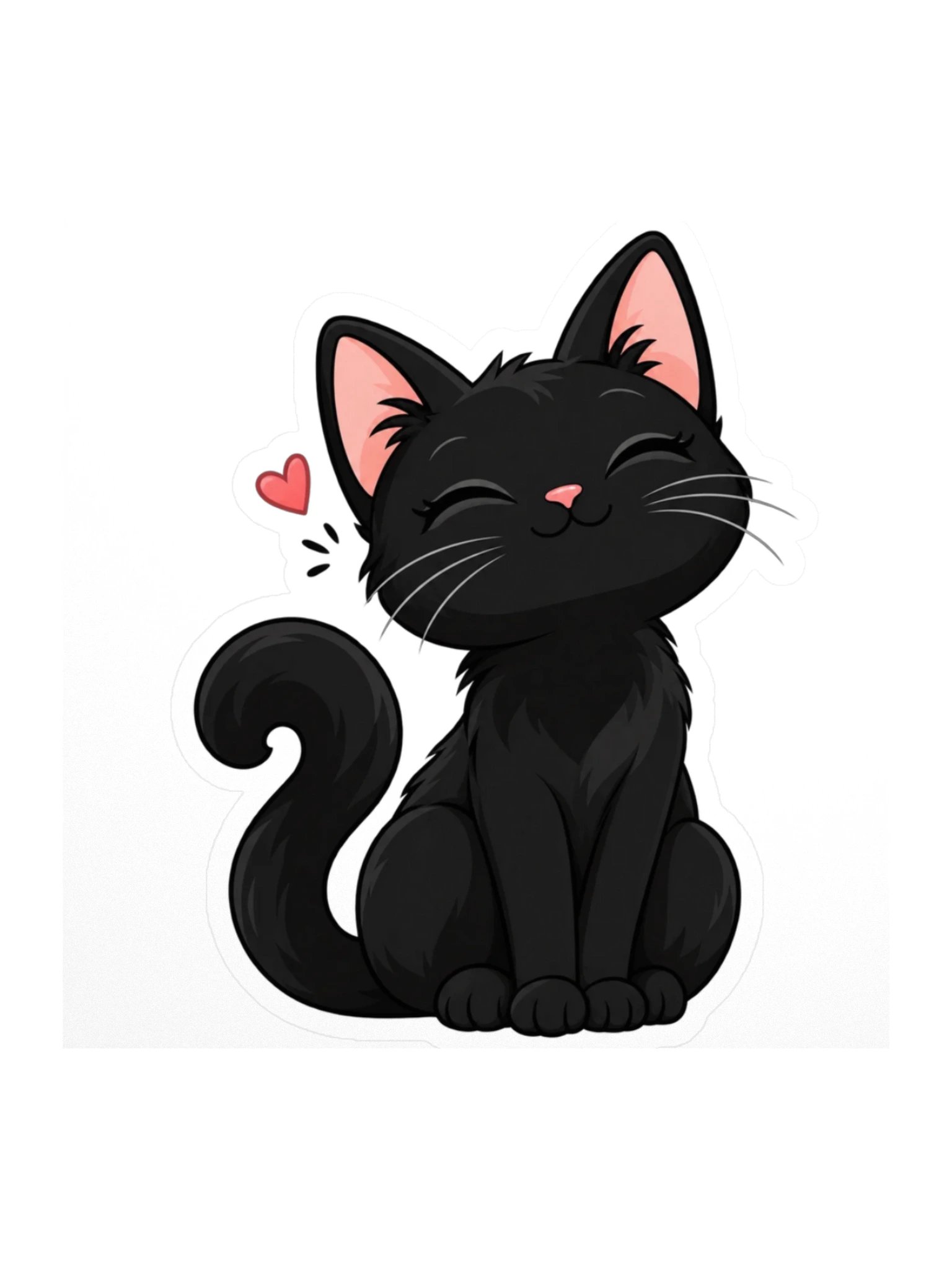 Black Cat Water Bottle Sticker | Cute Kitty Vinyl Decal product image (1)