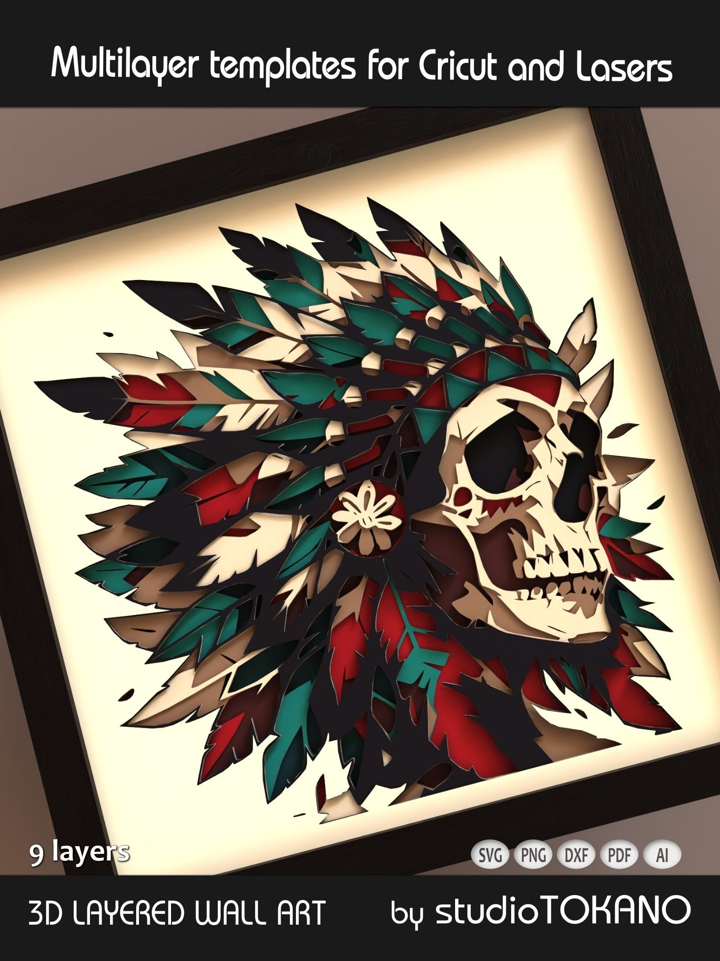 Headdress Skull Multi layered Shadowbox product image (2)