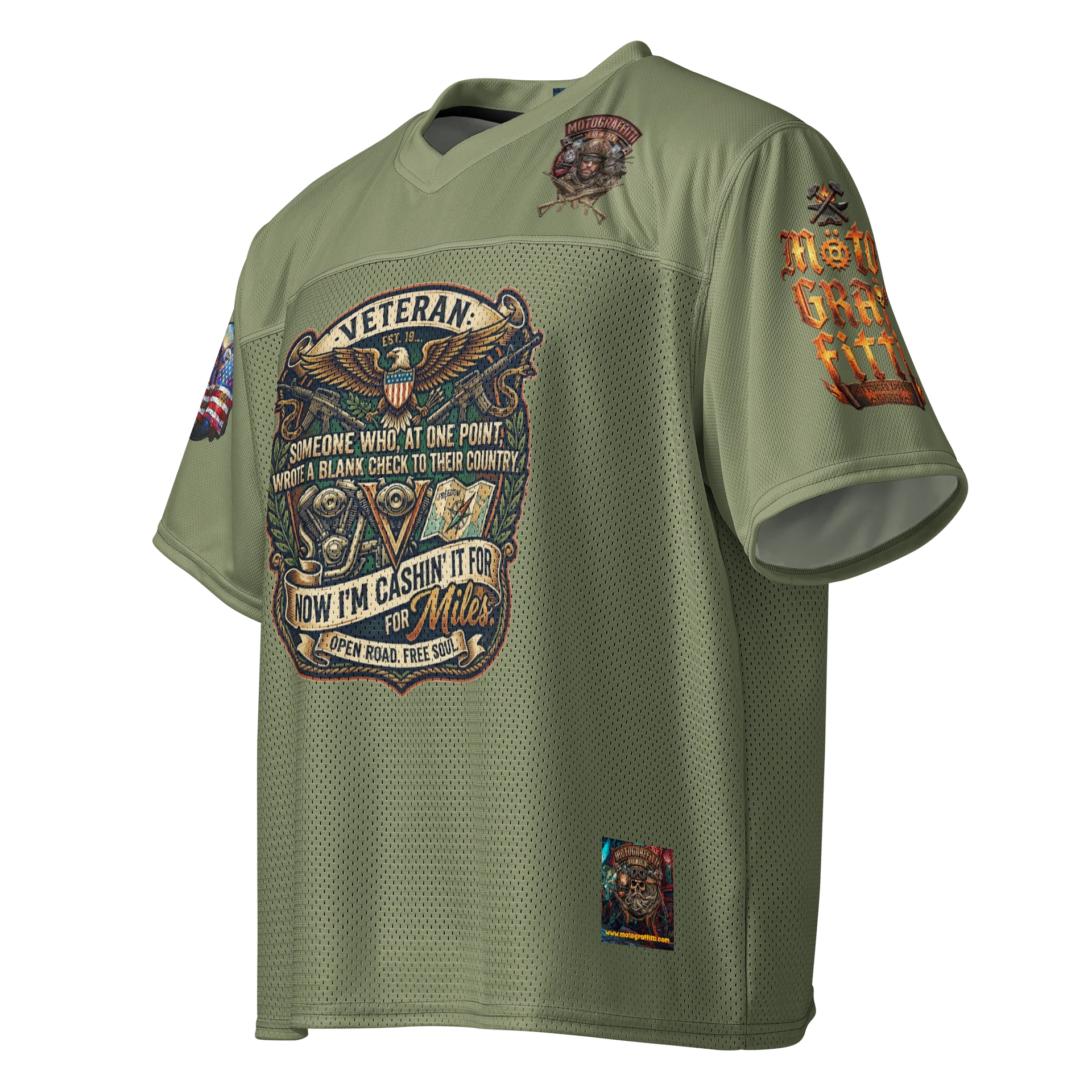 MötoGraffitti Veterans OD Green Football Jersey product image (3)
