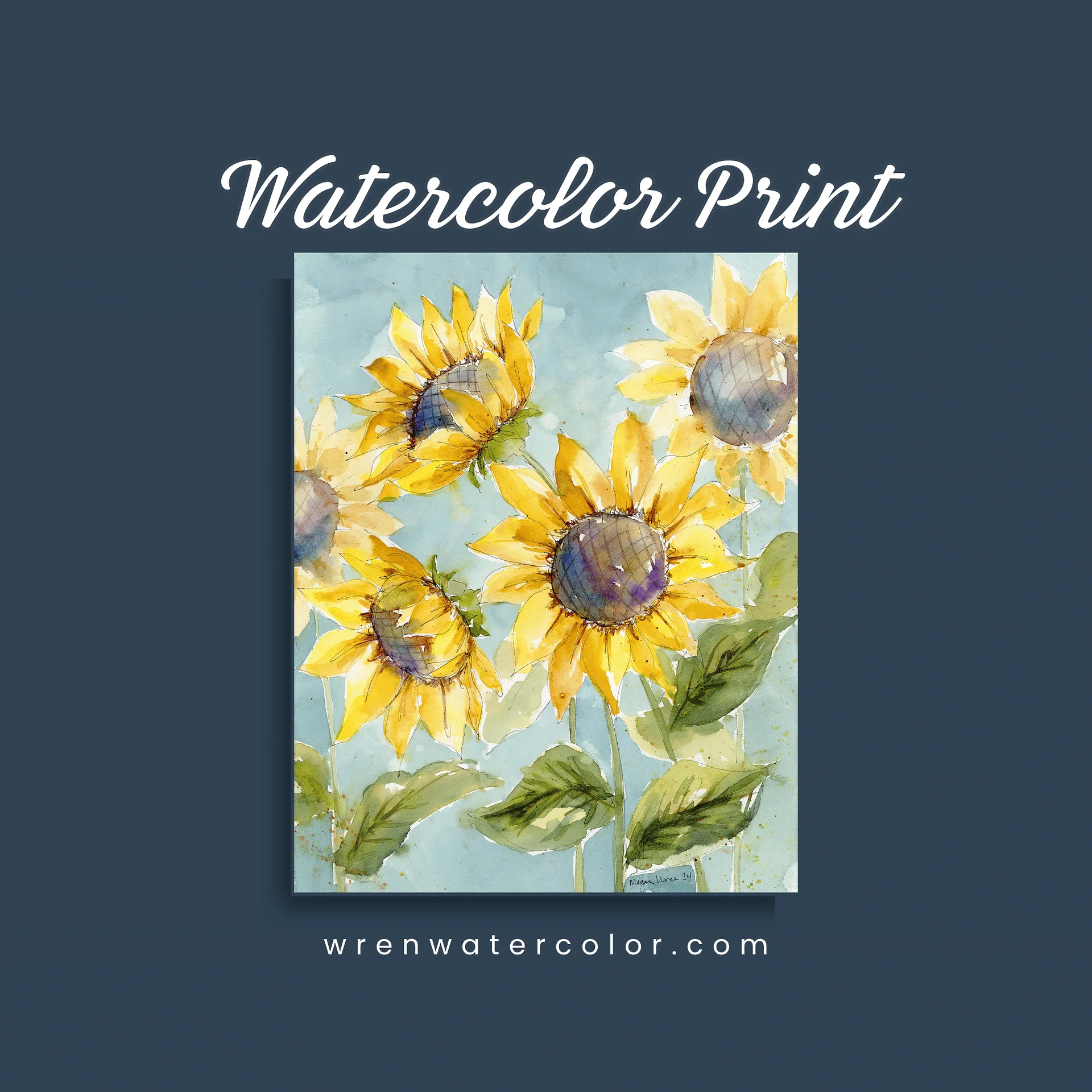 Floral Watercolor Print - Sunflower Field product image (1)