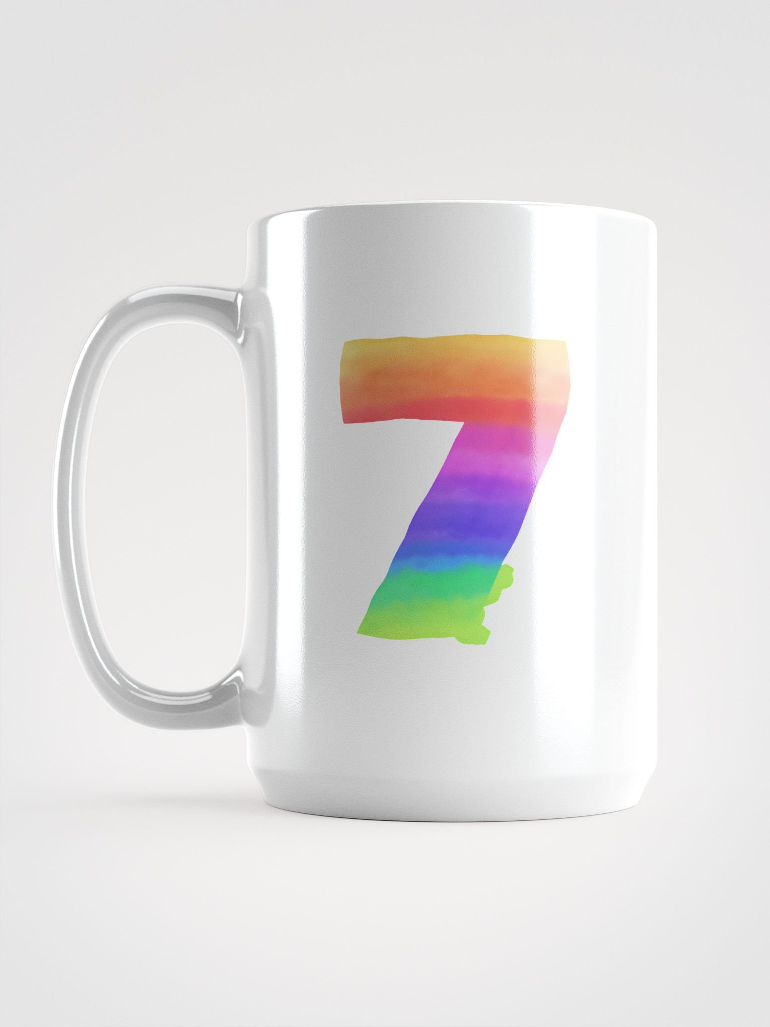 Rainbow Number 7 Ceramic Mug – Minimalist Colorful Coffee Cup product image (1)