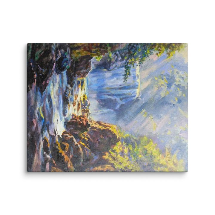 Mountain trails and waterfalls-Oil Painting Canvas Print product image (2)