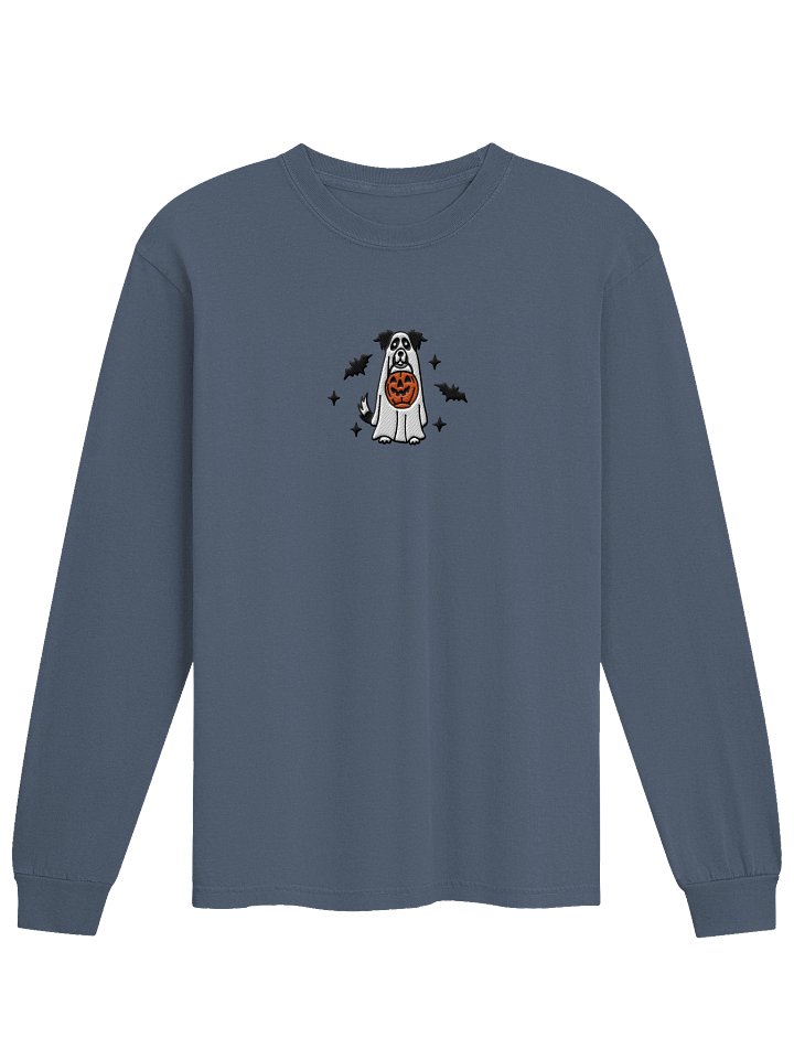 Halloween Border Collie(Black & White) Embroidered Long-sleeved T-Shirt product image (3)