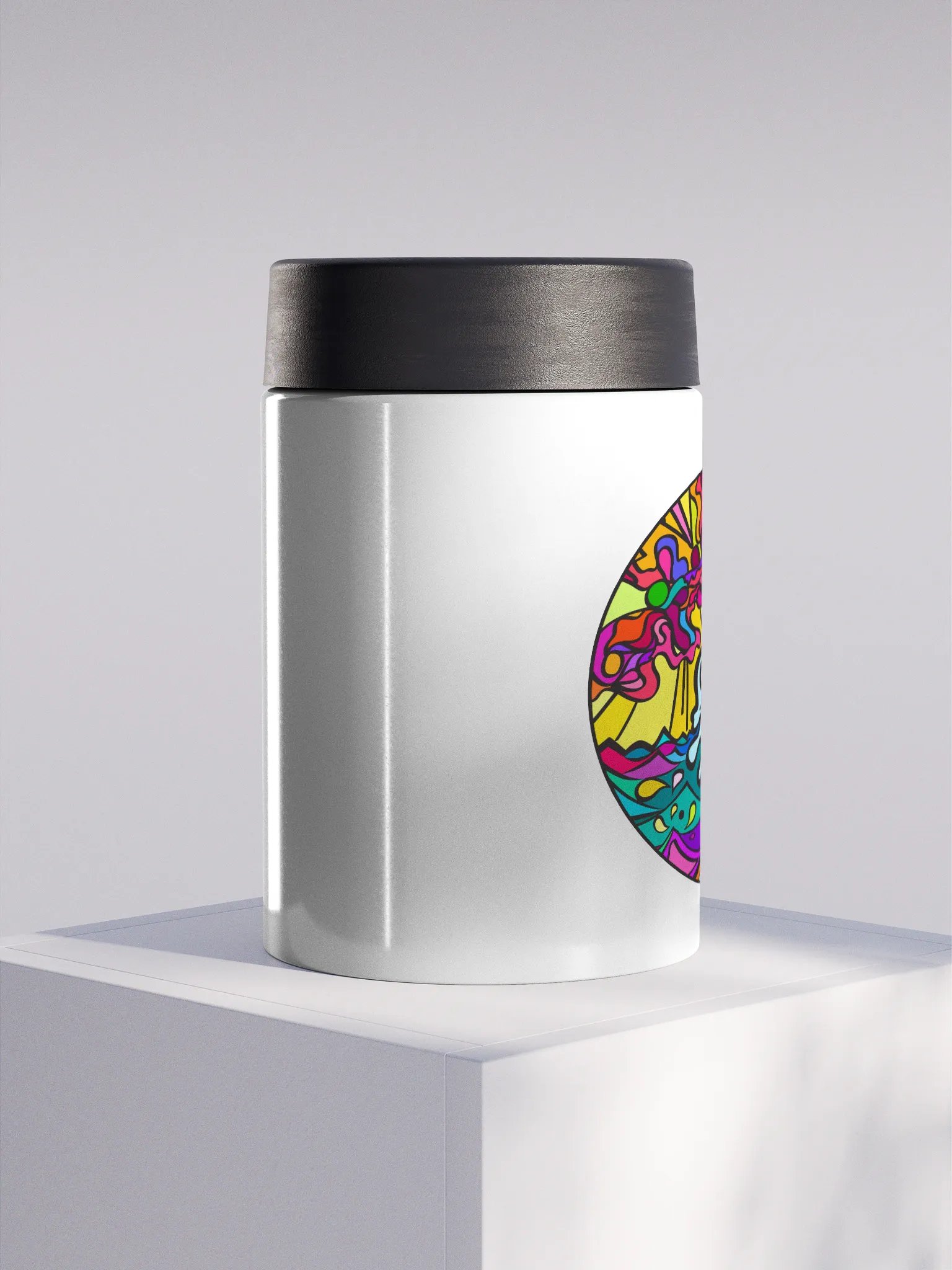 Vibrant Swirl Stainless Steel Koozie - Wave at Sunset product image (1)
