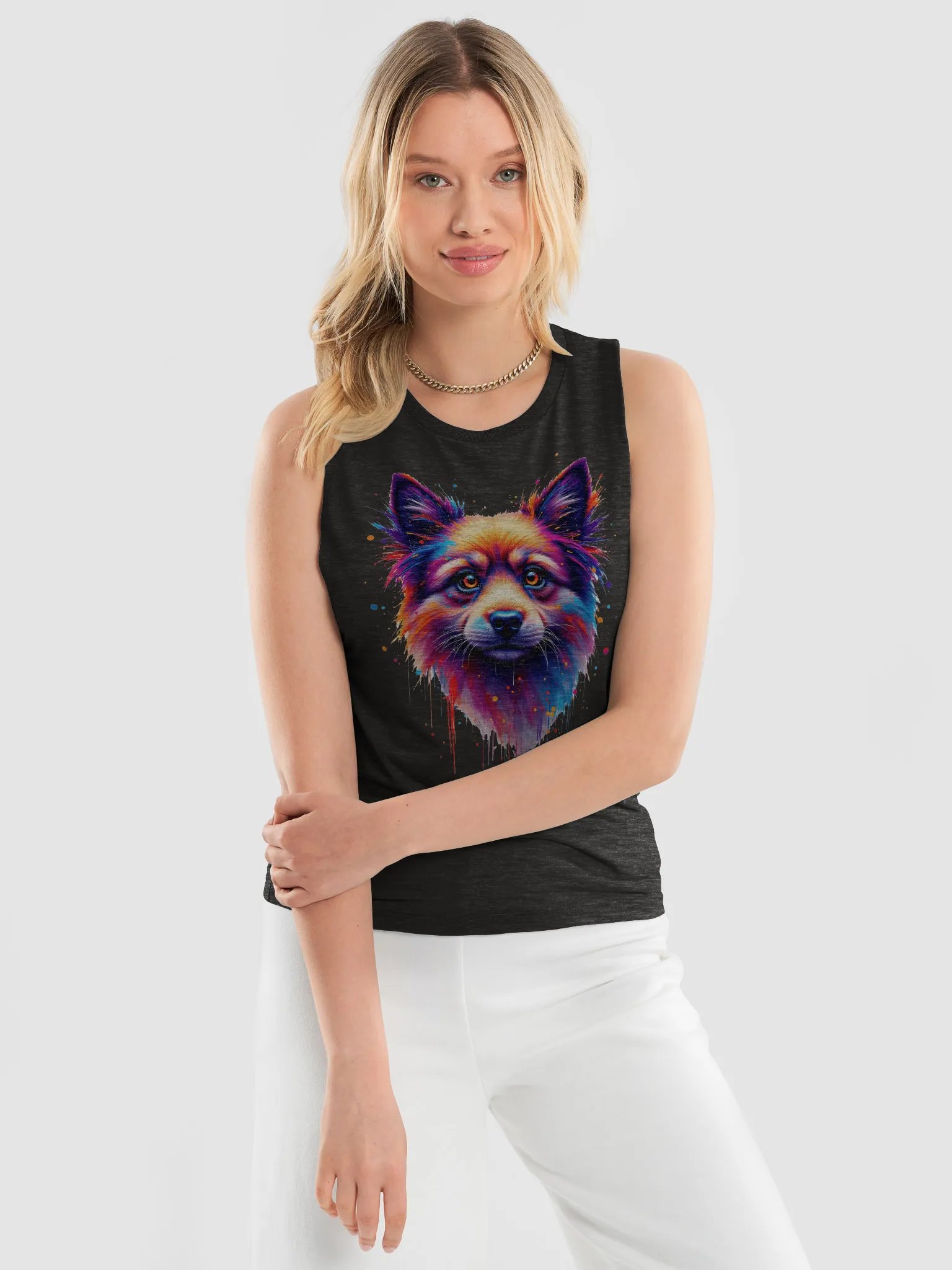Vibrant Dog Face Abstract Art Muscle Tank product image (9)