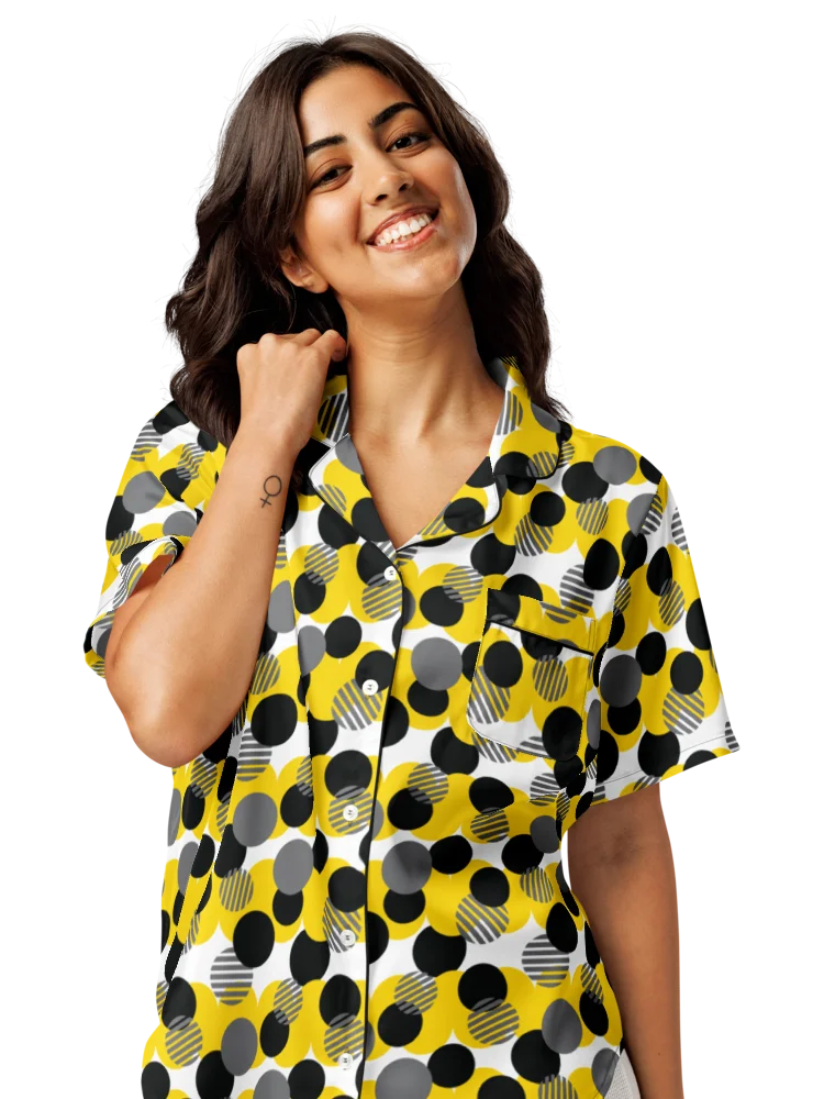 Cozy Chic Modern Geometric Polka Dot All-Over Print Women's Short Sleeve Pajama Top product image (2)