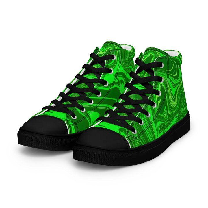 Women's High Top Canvas Shoes - Different Shades of Green Digital Fluid Art product image (1)