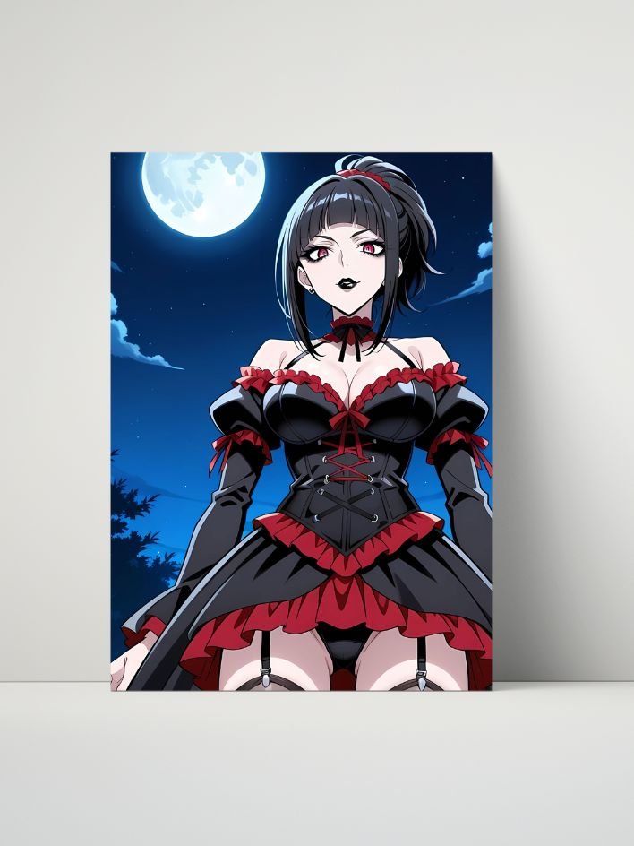 Metal Print - Luna Rain Original Character Gothic Red Corset Moon - 8x10 product image (1)