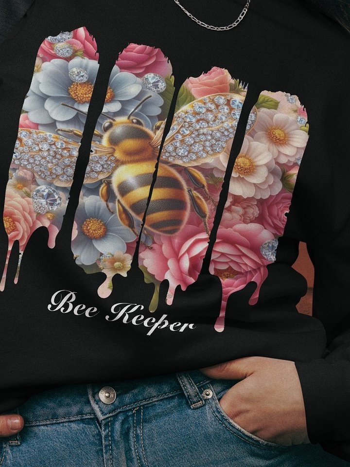 Bee Keeper With some Bling Long Sleeve Heavyweight TShirt | Whimsical Nature Illustration T-Shirt product image (1)