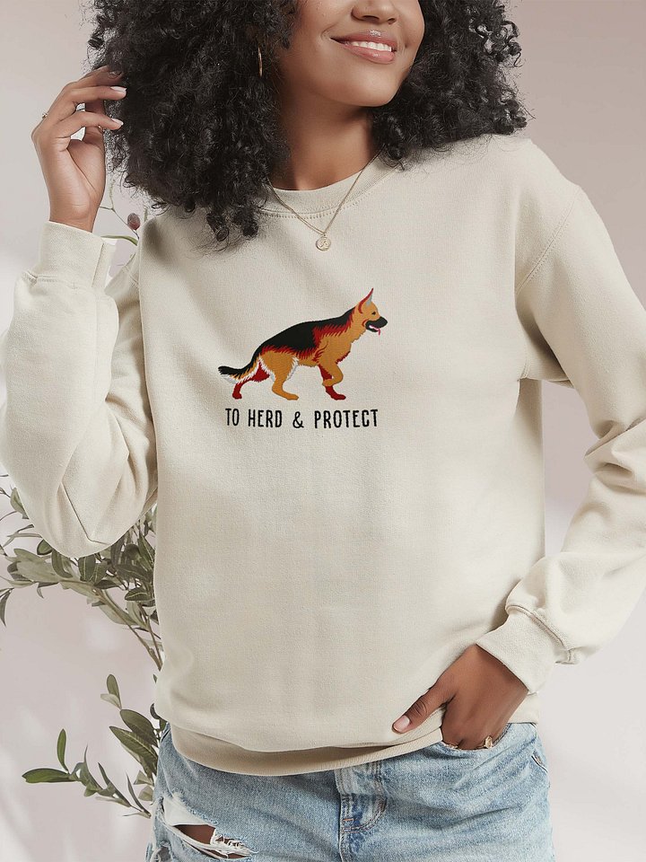 To Herd & Protect Sweatshirt (Embroidered) of a German Shepherd(Tan) product image (2)